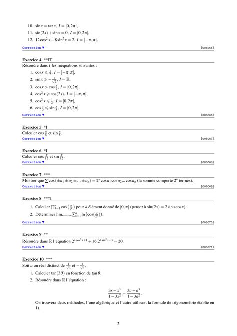 Solution Exercices Corriges Trigonom Trie Studypool