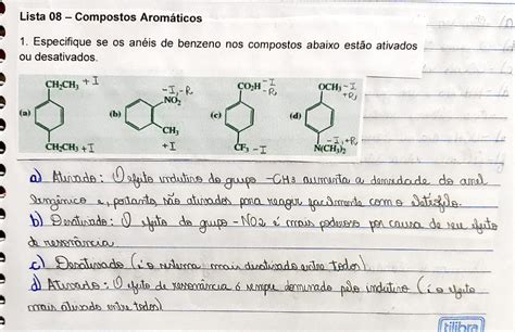 Lista Compostos Arom Ticos Qu Mica Org Nica Ii