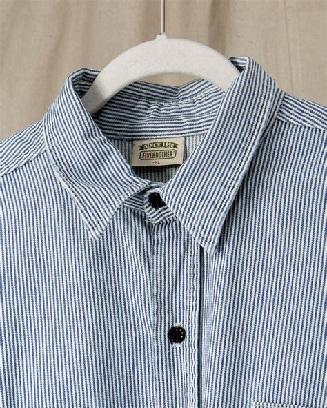 Railroad Stripe Button Down Shirt Xlxxl Etsy