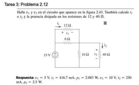 Solved Problem 212 Find V₁ And V₂ In The Circuit Shown In