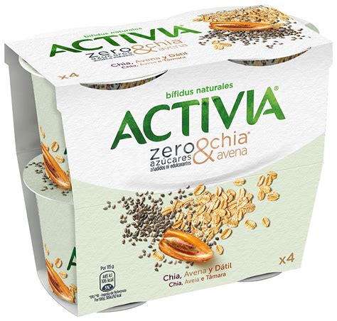 Activia Danone Yogur bífidus con chía avena y dátil zero azúcares