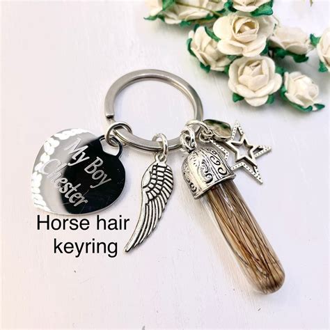 Solid Resin Keepsake Keyring Containing Your Horses Hair Equestrian