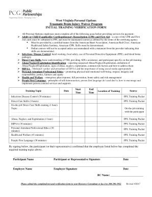 Fillable Online INITIAL TRAINING VERIFICATION FORM Fax Email Print