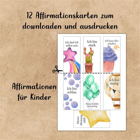 Affirmationskarten für Kinder zum ausdrucken Affirmationen für Kinder