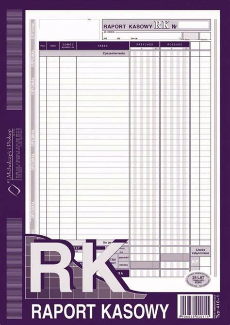 DRUKI Raport Kasowy Do Sklepu Format A4 80szt 12036908224