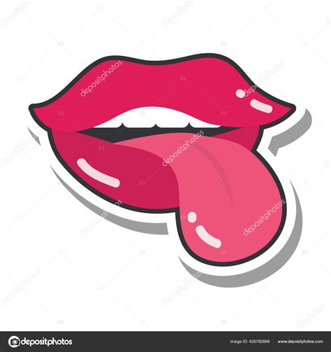 Pop Art Mouth And Lips Tongue Out Line And Fill Icon Stock Vector Image