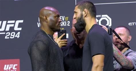 Video Khamzat Chimaev Kamaru Usman Lock Eyes Wont Budge At UFC 294