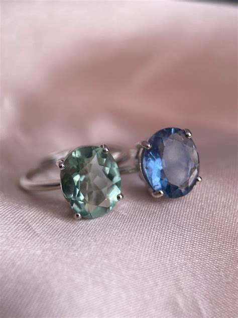 Fluorite Ring Green Fluorite Ring Blue Natural Fluorite Silver