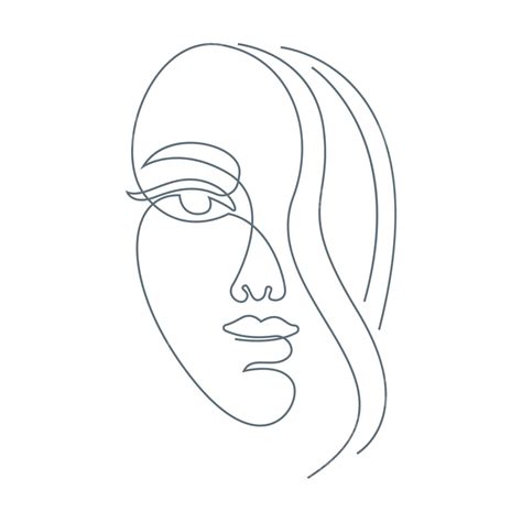 Woman Face Line Art Icon Design Fashion Drawing Abstract Vector