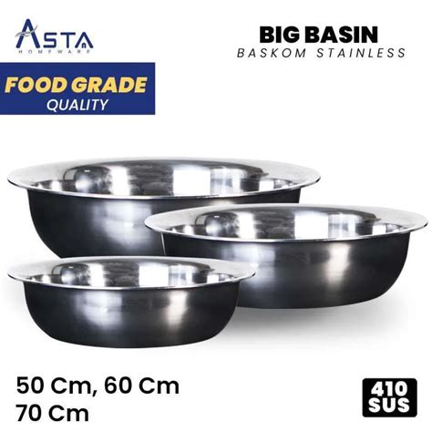 Baskom Stainless Steel Jumbo Serbaguna Royalton Tebal Food Grade 50 Cm