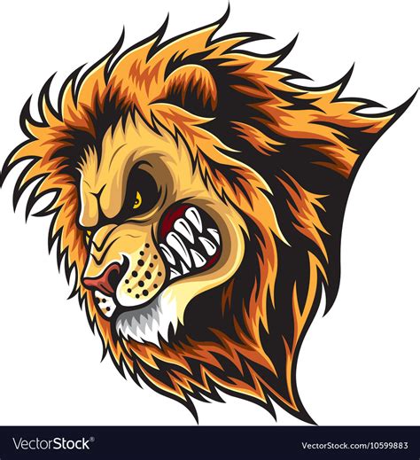 Angry Lion Head Royalty Free Vector Image Vectorstock