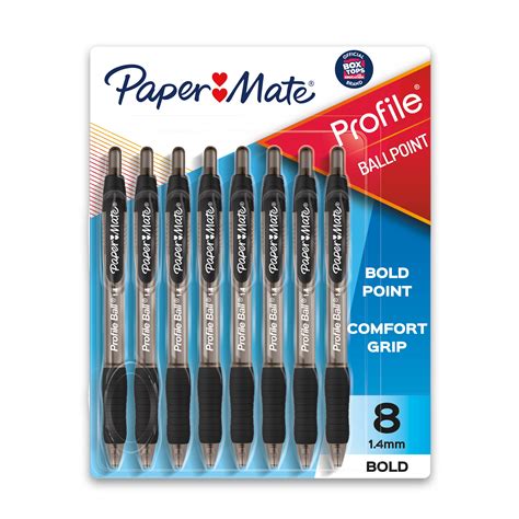 Paper Mate Profile Retractable Ballpoint Pens Bold Tip Black 8 Count