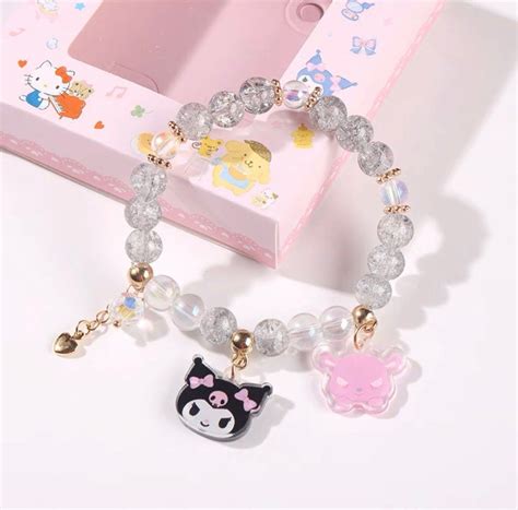 Kuromi Bracelet Cute Sanrio Crystal Bracelet Womens Fashion Jewelry
