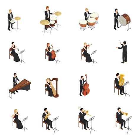 Orchestra Isometric People Icons Vector Art At Vecteezy