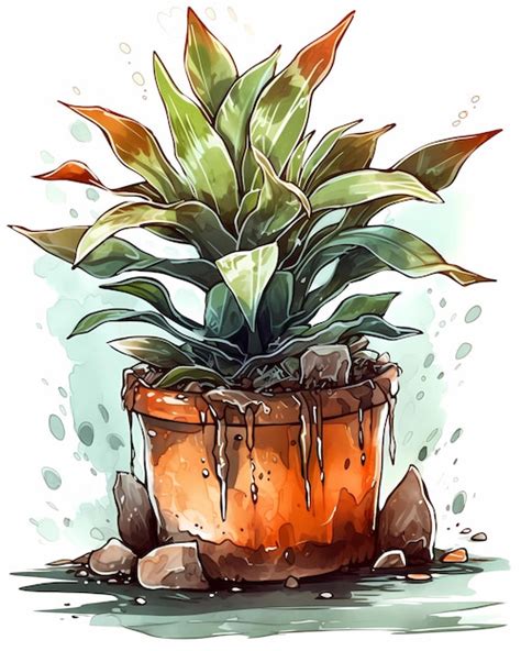 Um Desenho De Uma Planta Em Um Vaso As Palavras A Palavra Nele