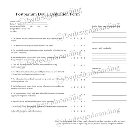 Doula Intake Form Template