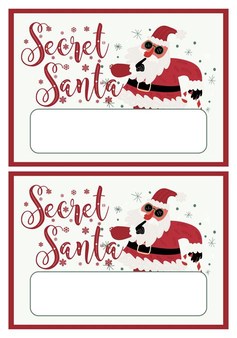 Secret Santa Cards - 10 Free PDF Printables | Printablee