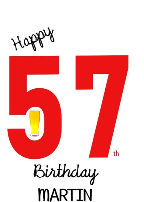 Personalised 57th Birthday Card For Him 57 Fifty Seven Etsy