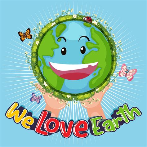 We Love Earth logo design with smiley earth 6275670 Vector Art at Vecteezy