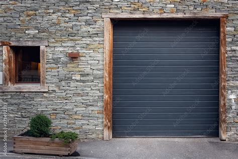 Fototapeta Architecture Front View Of Metal Roller Shutter Door And