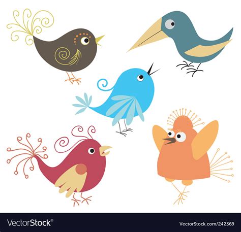 Set Of Cute Birds Royalty Free Vector Image Vectorstock