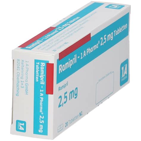 Ramipril 1A Pharma 2 5 Mg 20 St Mit Dem E Rezept Kaufen Shop Apotheke