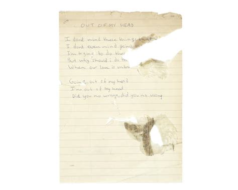 Bonhams Sex Pistols Handwritten Lyrics By Johnny Rotten For Out Of My Headdid You No Wrong