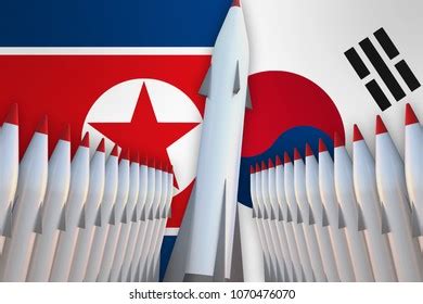 Nuclear Missiles Usa North Korea D Stock Illustration