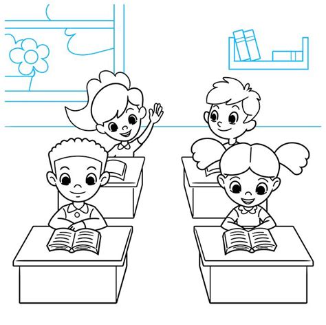 How to Draw Kids in Classroom Cartoon - Really Easy Drawing Tutorial ...