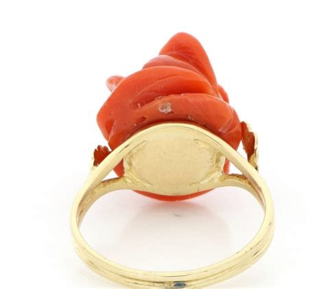 Carats Or Jaune Bague Ct Corail Catawiki