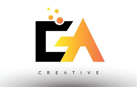 EA Black Orange Letter Logo Design. EA Icon with Dots and Bubbles ...