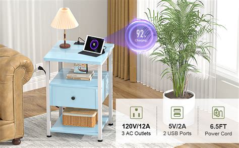 Ecoprsio Nightstand Set Of Nightstands With Charging Station End