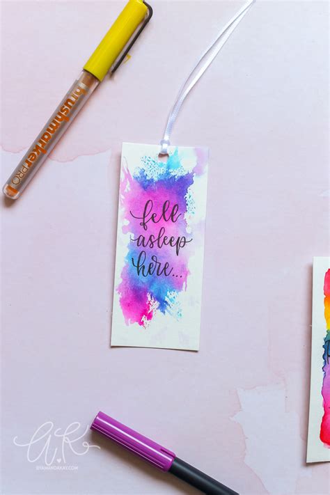 DIY Hand Lettered Watercolor Bookmarks | By Amanda Kay