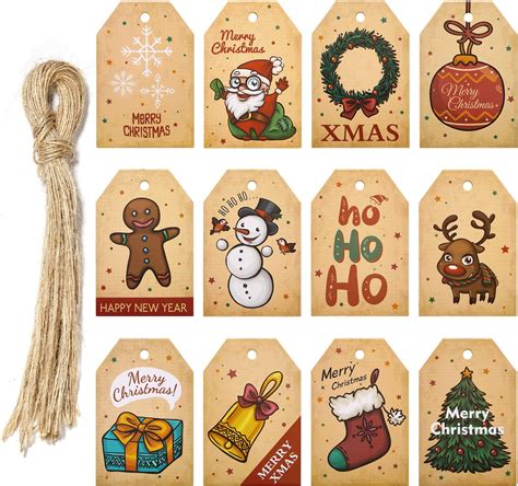 KUUQA 120Pcs étiquettes de Cadeau de Noël Festival Carte de Papier