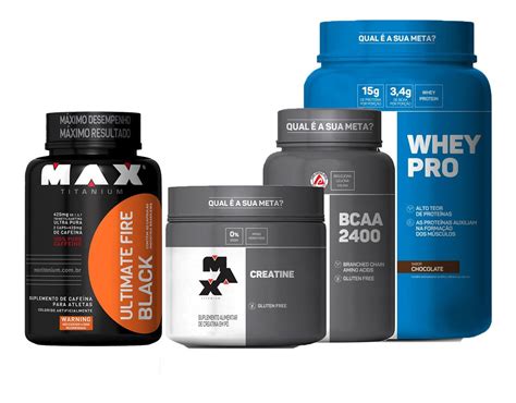 Combo Whey Pro Bcaa Creatina Termogenico Max Titanium Mercado Livre