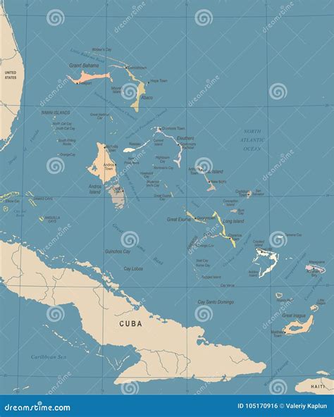 El Mapa De Bahamas Ejemplo Detallado Del Vector Del Vintage Stock De