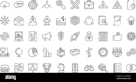 Strategy Icon Set Over White Background Line Style Vector