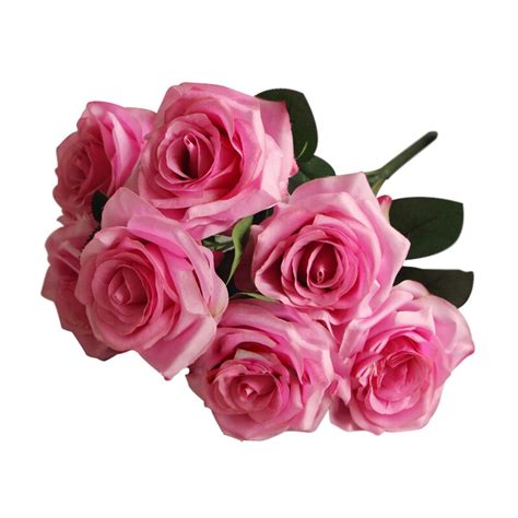 9 cabeças buquê decorativo de flor de rosa de seda artificial para