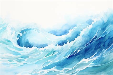 Premium Ai Image Ocean Waves Watercolor