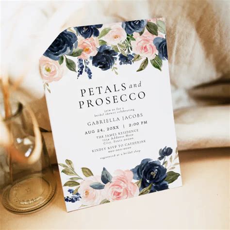 Elegant Blush Petals Prosecco Bridal Shower Invitation Zazzle