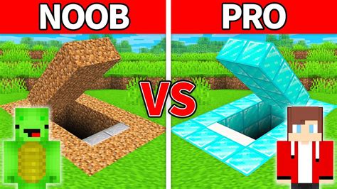 Jj And Mikey Noob Vs Pro Underground Base Build Battle Challenge