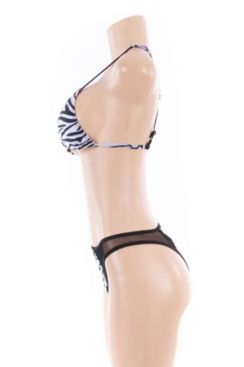 Wholesale Sexy Hot Zebra Print See Through Mesh Spliced Padded Two Piece Bikini A