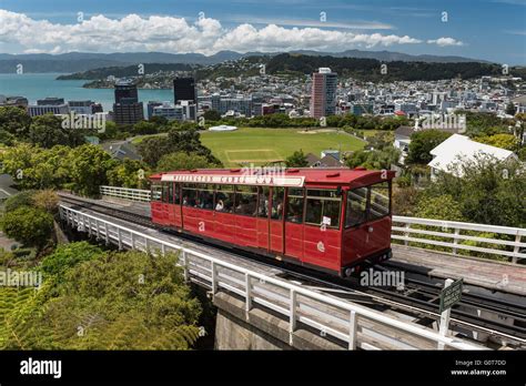 The Wellington Cable Car Approaching Kelburn By The Botanical Gardens