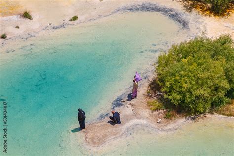 Band-e Amir National Park (Band-i Amir lakes), local tourists visiting ...