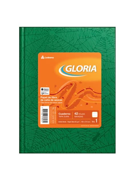 CUADERNO TAPA DURA FORRADO GLORIA X84 HOJAS VERDE