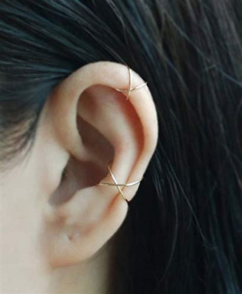 Set Of Ear Cuffs Or Single Ear Cuff Gauge Niobium Cross Etsy