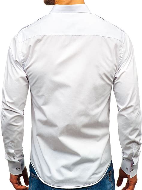 Camisa Elegante De Manga Larga Para Hombre Blanca Bolf 1758 Blanco