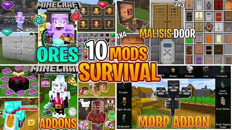 Mejores 10 Addons Survival Para Minecraft Pe 120 Mods Minecraft Bedrock Youtube