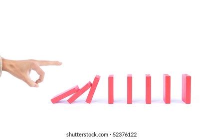 Stressed Arab Businessman Stopping Domino Effect Stock Vector Royalty