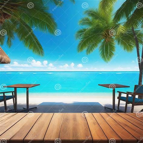 Tropical Beach Bar Wooden Ocean Stock Illustration Illustration Of